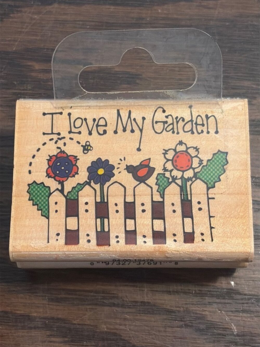 I Love My Garden Rubber Stamp Westwater Enterprises 1999 Wood Base 3" X 1.5"